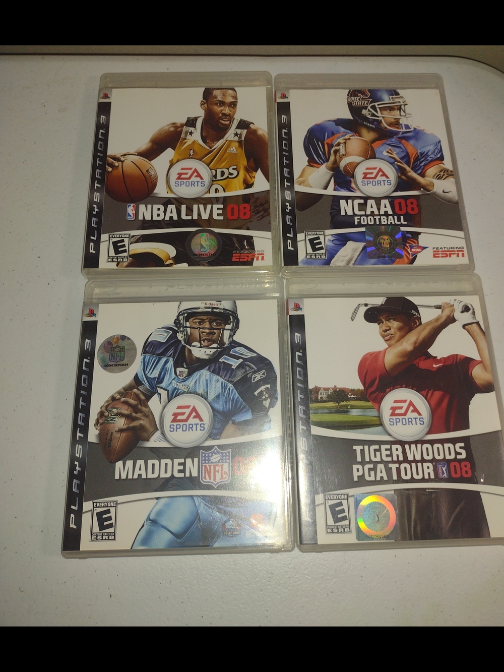 (4) PS3 Games NBA Live NCAA Football NFL Madden Tiger Woods PGA Tour -08